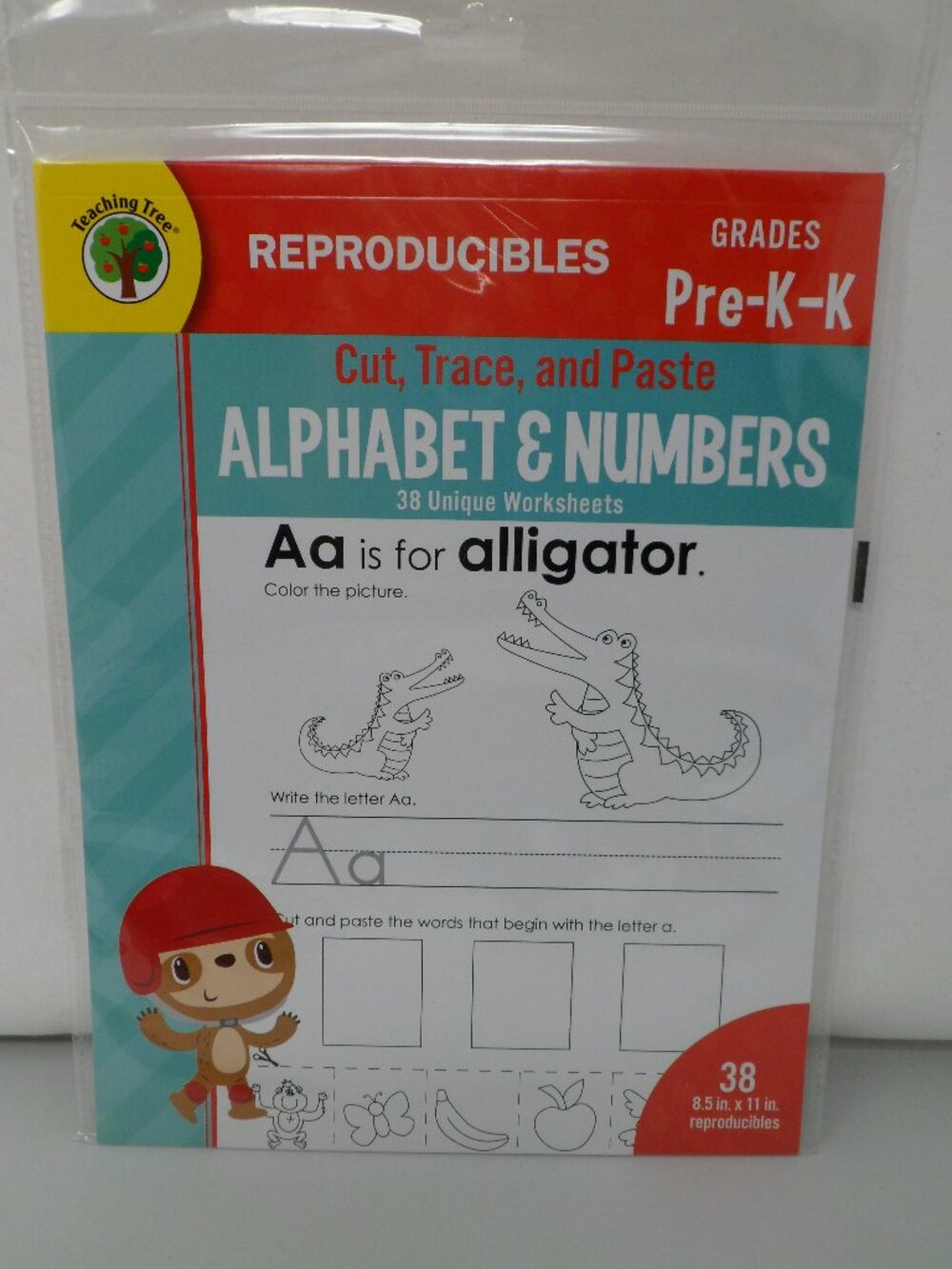 Teaching Tree Alphabet & Numbers Cut, Trace, Paste Worksheets Pre-K-K